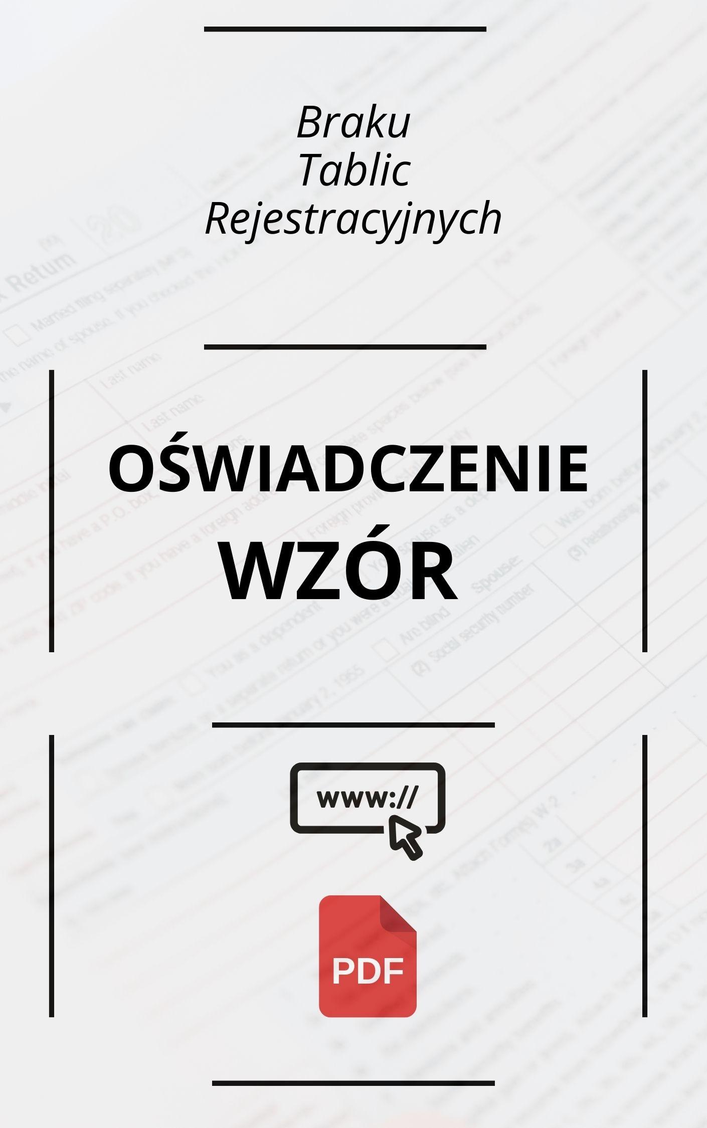 Oświadczenie O Braku Tablic Rejestracyjnych