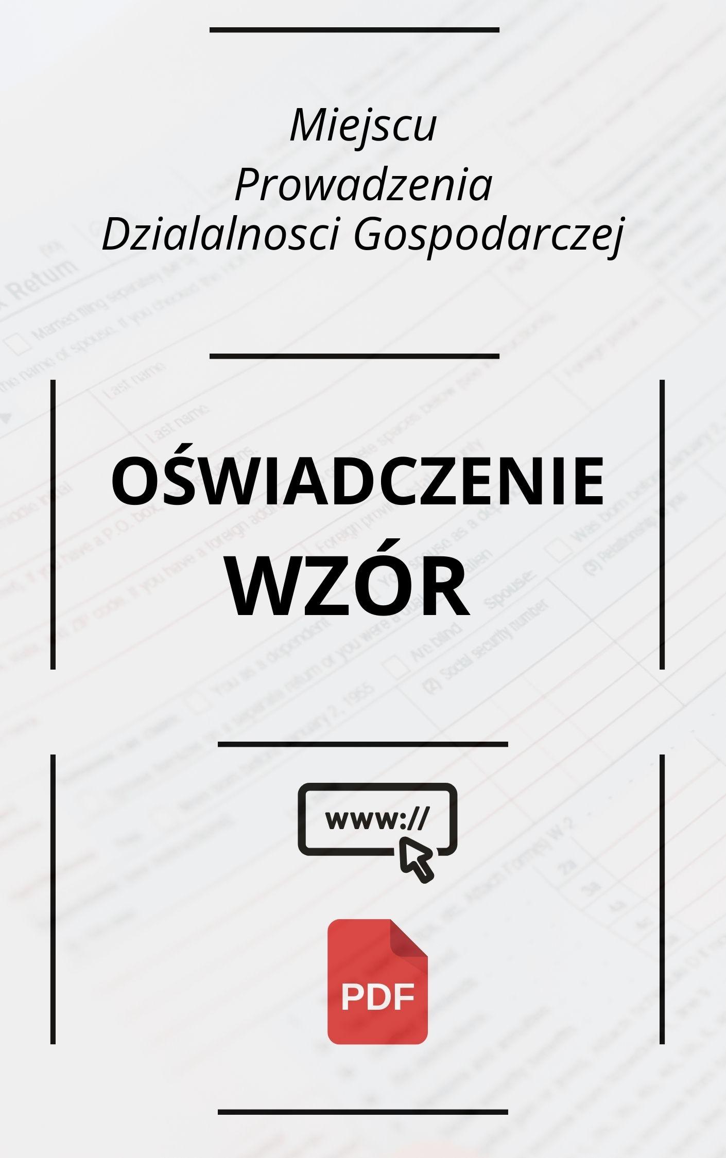 Oświadczenie O Miejscu Prowadzenia Działalności Gospodarczej